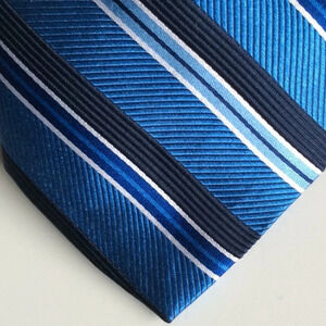 HASPEL Blue & White Striped Silk Tie